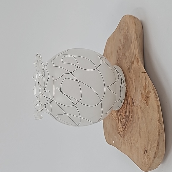 Vintage Anchor Hocking Frosted DRIZZLE Glass Globe Vase Spaghetti String MCM Vas - Picture 5 of 6